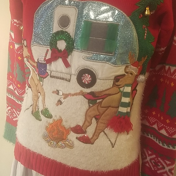 United states sweater size xs camping reindeer - Picture 1 of 6